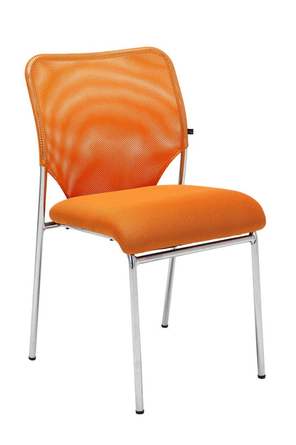 In And OutdoorMatch Stoel Hollis - Chrome-look - Oranje Stoel - Mesh Stof - Bezoekersstoel - Bureaustoel - Hoge kwaliteit bekleding - Klassiek design - Comfortabele stoel Eetkamerstoel