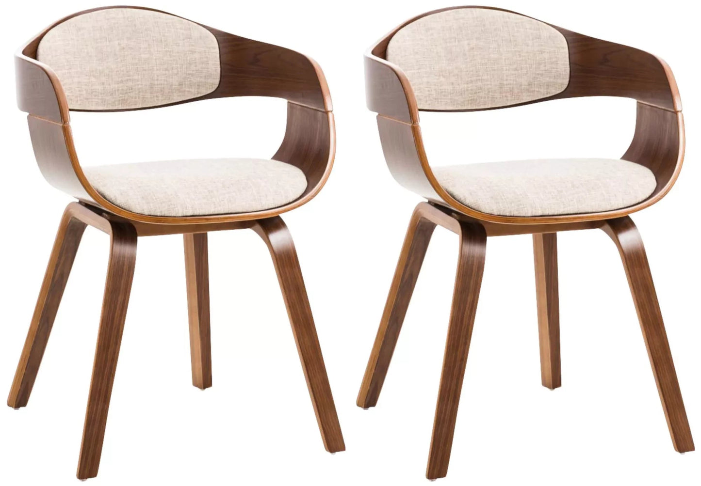 In And OutdoorMatch Stoel Jevon - Eetkamerstoel - Darkwood - Ligtgrey stof - Houten poten - set van 2 - Zithoogte 48cm - deluxe Eetkamerstoel