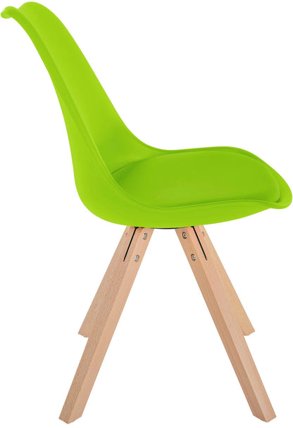 In And OutdoorMatch Stoel Kelly - Groen en Hout - Kunststof met Kunstleren Zitting - Hoogwaardige Bekleding - Stijlvolle Stoel - Klassieke Look Eetkamerstoel