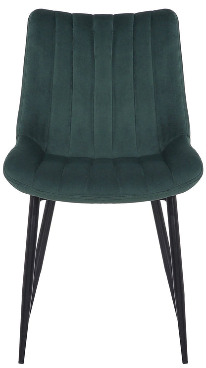 In And OutdoorMatch Stoel Lucky - Groen - Eetkamerstoel - Fluweel - Hoge kwaliteit bekleding - Stijlvolle stoel - Moderne eetkamerstoel - Decoratieve uitstraling Eetkamerstoel