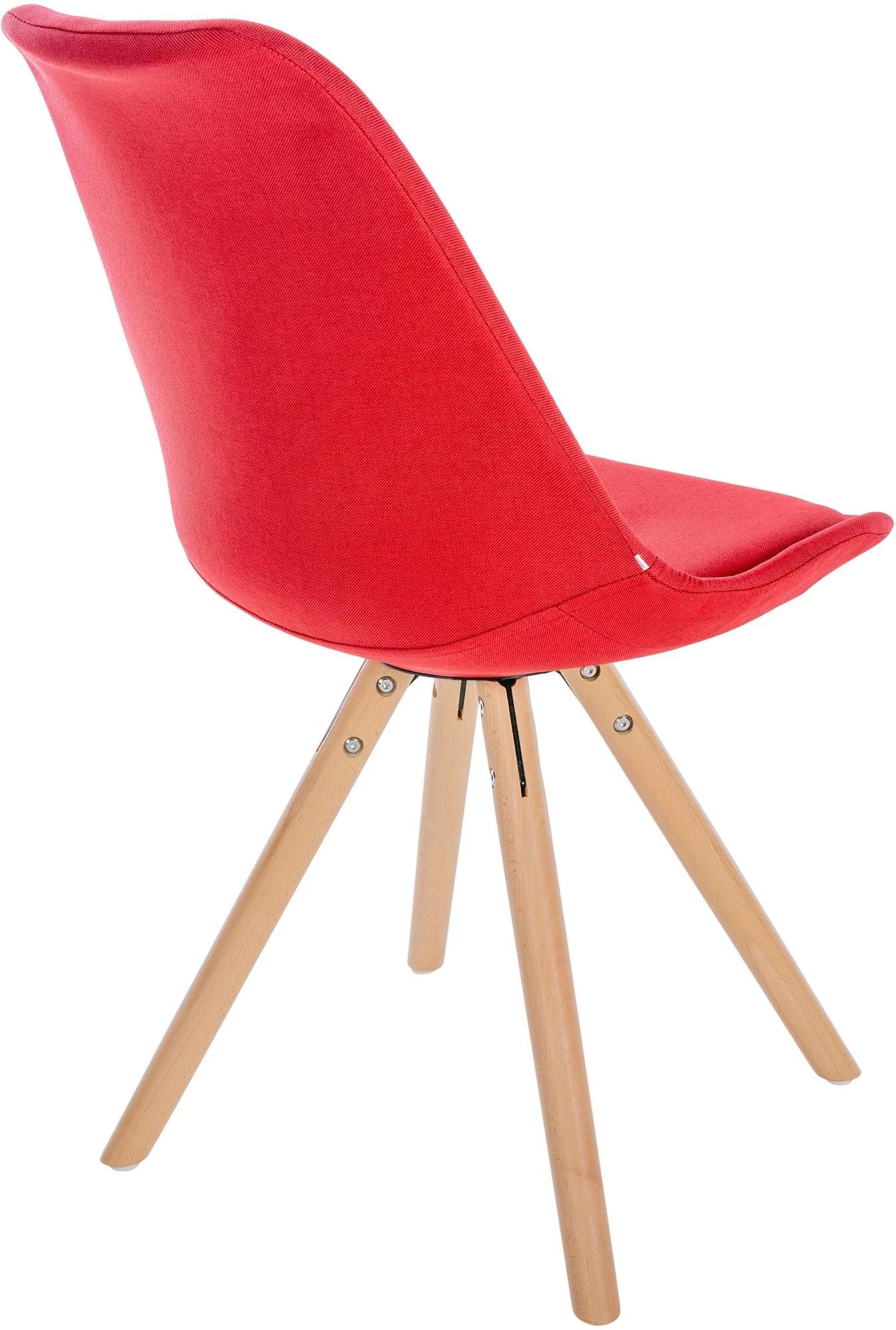 In And OutdoorMatch Stoel Maude - Rood en Hout - Stof - Comfortabele zit - Hoogwaardige bekleding - Stijlvolle stoel - Klassieke uitstraling Eetkamerstoel