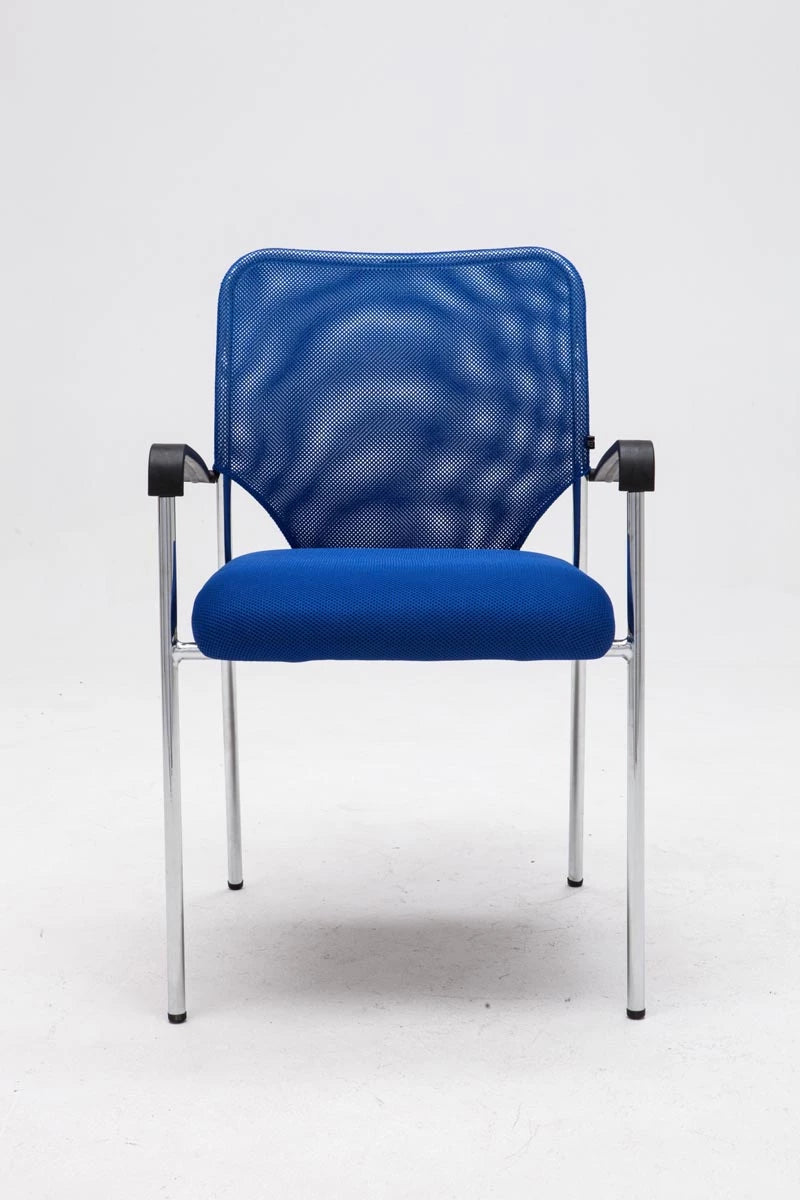 In And OutdoorMatch Stoel Stafford - Chrome-look - Blauwe Stoel - Mesh Stof - Bezoekersstoel - Bureaustoel - Hoogwaardige Bekleding - Klassiek Design - Comfortabele Stoel Eetkamerstoel