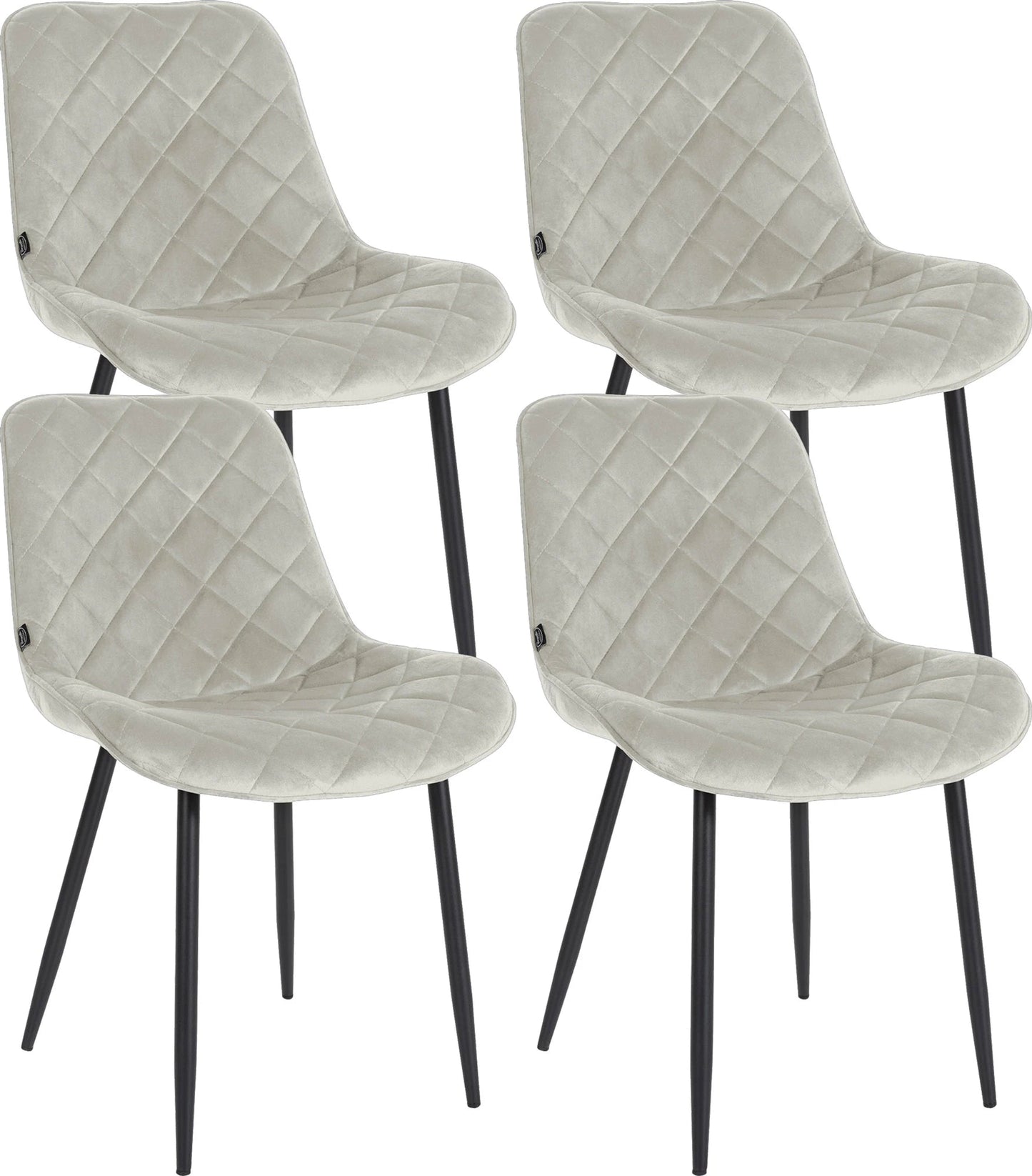 In And OutdoorMatch Stoelen Kieran - Lichtgrijs - Set van 4 - Fluweel - Hoogwaardige bekleding - Stijlvolle stoelen - Luxe uitstraling Eetkamerstoel