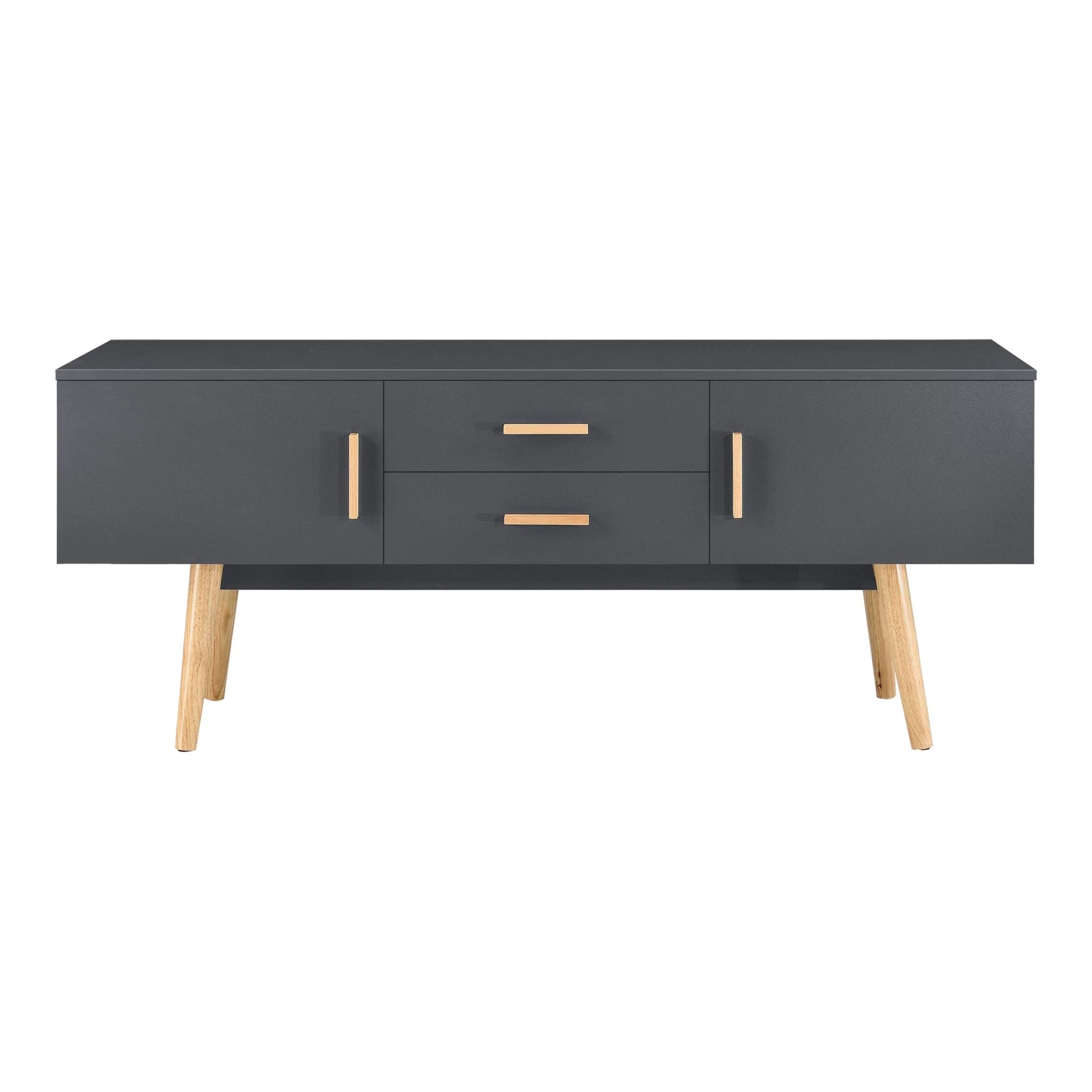 In And OutdoorMatch TV Kast Ressie - Met 2 Lades - 140x40x56 cm - Donkergrijs - Spaanplaat en Hout - Stijlvol Design TV cabinet