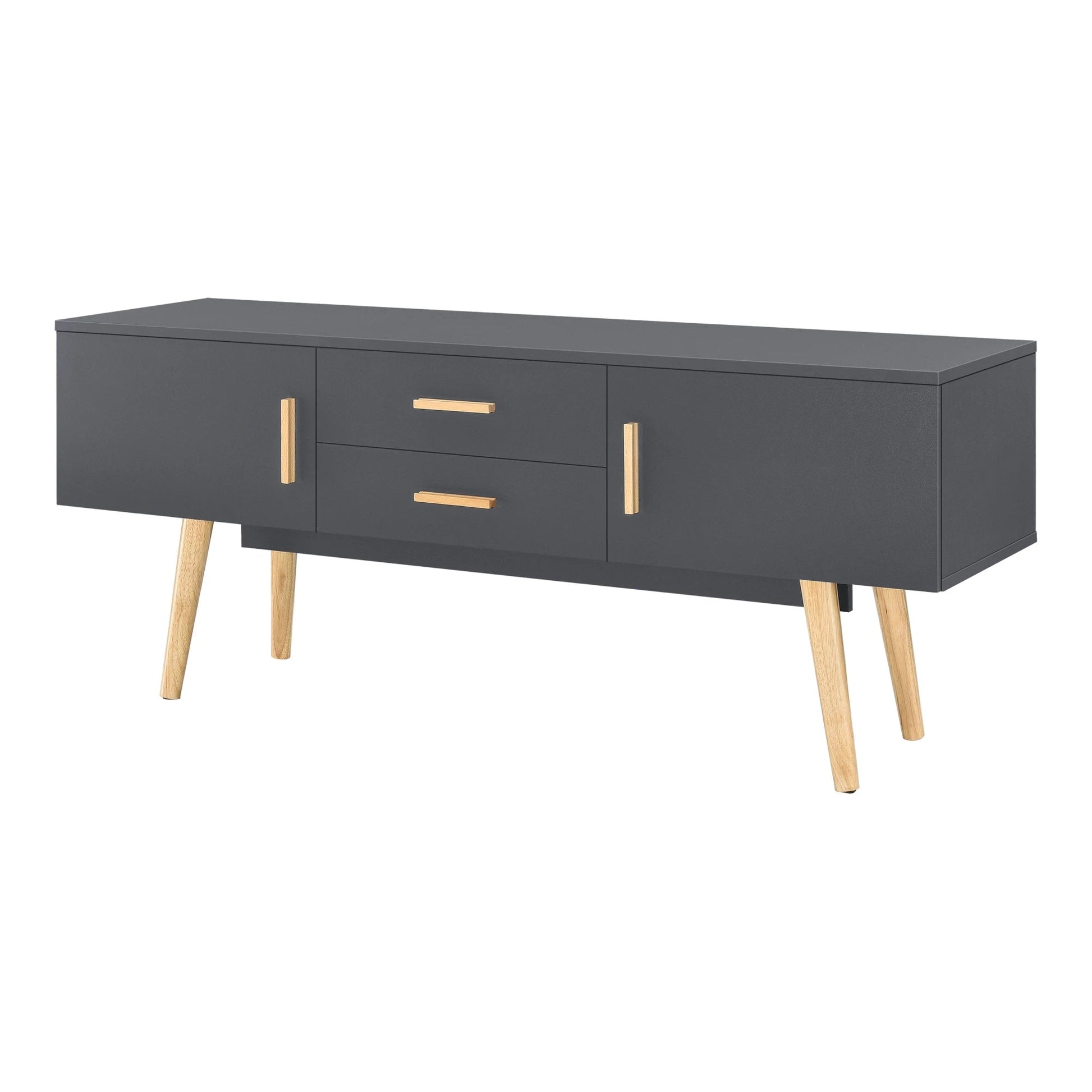 In And OutdoorMatch TV Kast Ressie - Met 2 Lades - 140x40x56 cm - Donkergrijs - Spaanplaat en Hout - Stijlvol Design TV cabinet