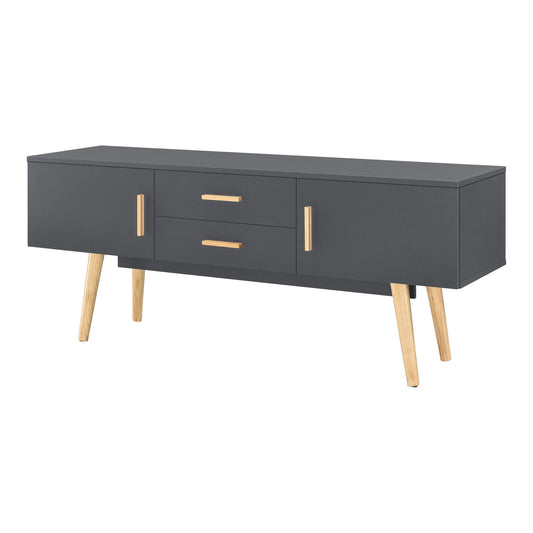 In And OutdoorMatch TV Kast Ressie - Met 2 Lades - 140x40x56 cm - Donkergrijs - Spaanplaat en Hout - Stijlvol Design TV cabinet