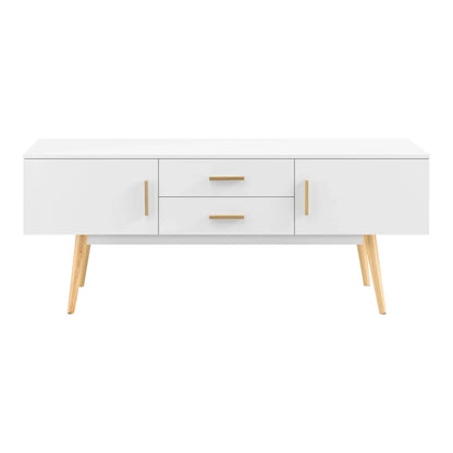 In And OutdoorMatch TV Kast Ressie - Met 2 Lades - 140x40x56 cm - Wit - Spaanplaat en Hout - Stijlvol Design TV cabinet