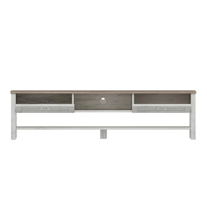 In And OutdoorMatch TV Meubel Jamil - Spaanplaat - 161x35,5x42 cm - Wit antiek en Eikenkleurig - Met 2 Lades - 1 Plank - Stijlvol Design TV cabinet