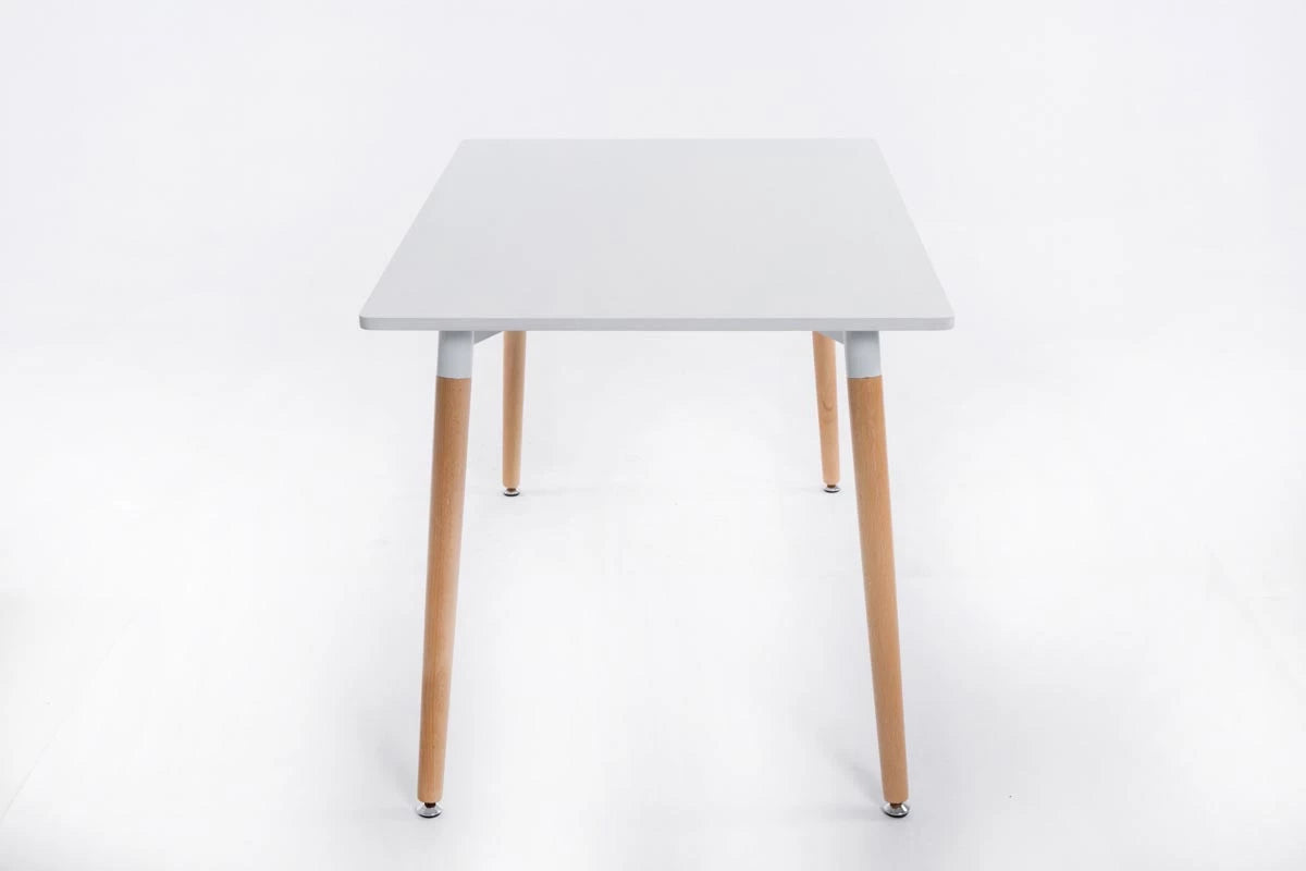 In And OutdoorMatch Tafel Boudewijn - 120x80x75cm - Mat Wit en Houtkleurig - Stijlvol Design Eettafel/ Eetkamertafel