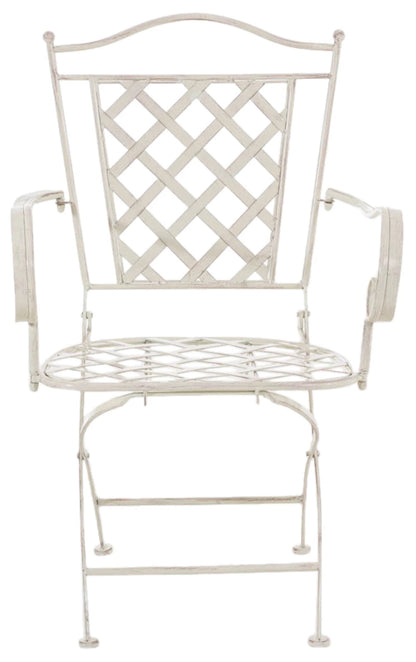 In And OutdoorMatch Tuinstoel Alfreda - Crème - Set van 2 - Ijzer - Buitenstoel - Stoel - Hoge kwaliteit - Stijlvolle tuinstoel - Handgemaakte antieke patina Eetkamerstoel