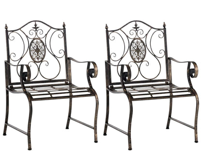 In And OutdoorMatch Tuinstoel Analis - Bruin - Set van 2 - Ijzer - Buitenstoel - Stoel - Hoge kwaliteit - Luxe stijlvolle tuinstoel - Handgemaakt antiek patina Garden Chair