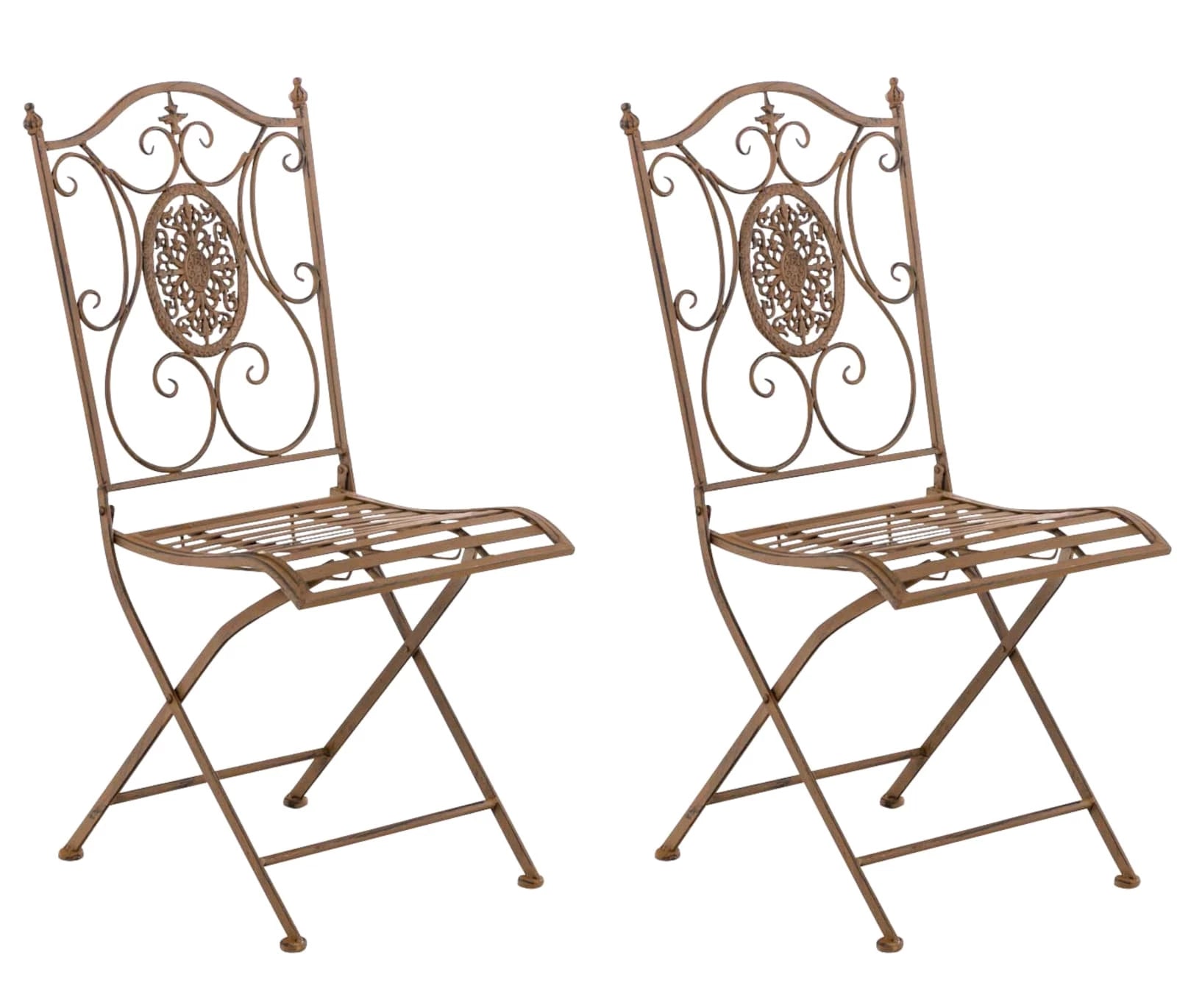 In And OutdoorMatch Tuinstoel Dallas - Antiek Wit - Set van 2 - Ijzer - Klapstoel - Buitenstoel - Stoel - Hoge kwaliteit - Luxe stijlvolle tuinstoel - Handgemaakt antiek patina Garden Chair