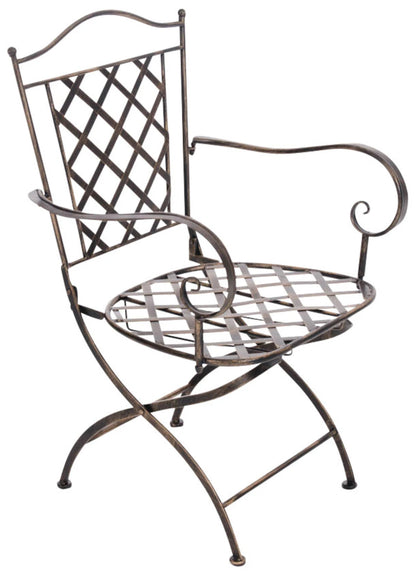 In And OutdoorMatch Tuinstoel Tottie - Antiek Bruin - Set van 2 - Ijzer - Buitenstoel - Stoel - Hoge kwaliteit - Luxe stijlvolle tuinstoel - Handgemaakt antiek patina Eetkamerstoel