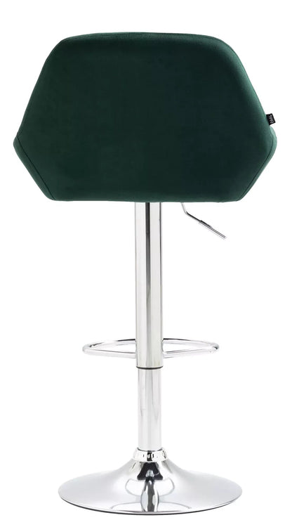 In And OutdoorMatch Velvet barkruk Leann groen - Set van 1 - 63-83cm zithoogte - Met rugleuning - In hoogte verstelbaar - Voor keuken en bar - Ergonomische barstoelen - Chroom Barkrukken / hocker