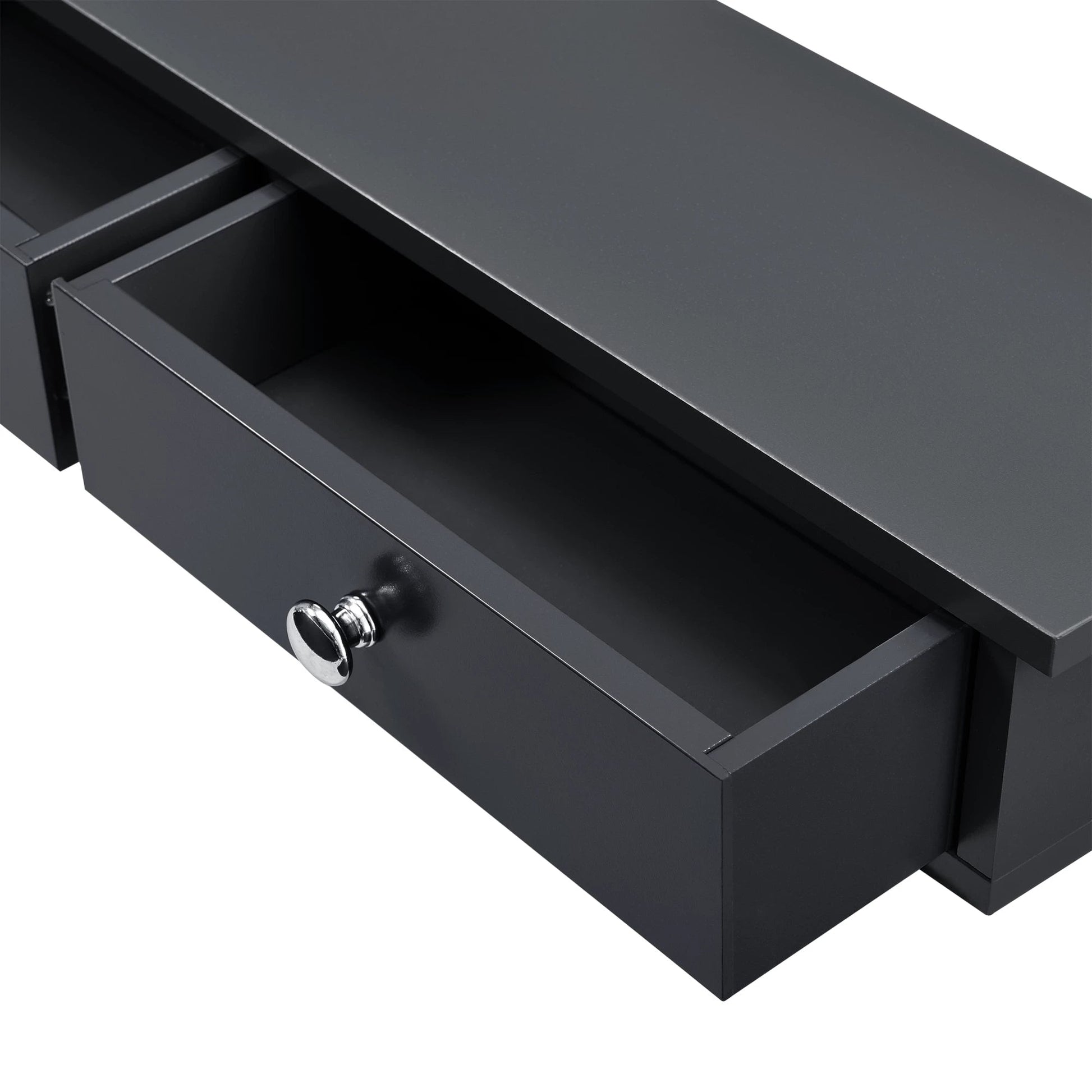 In And OutdoorMatch Wandplank Elmore - Met 2 Lades - Zwevend - MDF - 60x15x10 cm - Zwart - Vintage Design Wandplank