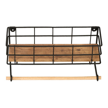 In And OutdoorMatch Wandrek Marten - 16x33x10 cm - Zwart en Houtkleurig - Praktisch - Stijlvol - Opbergen Wandplank