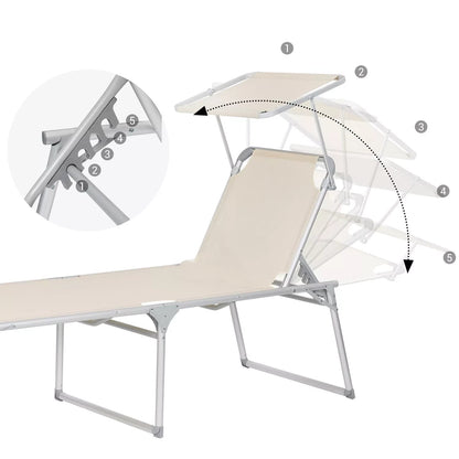 In And OutdoorMatch Zonnebank Olin - Met armleuning - Ligstoel - Tuinligstoel - Loungebank - Creme - 150kg - 183cm - Dikke matras uitzoeken Lounge stoel