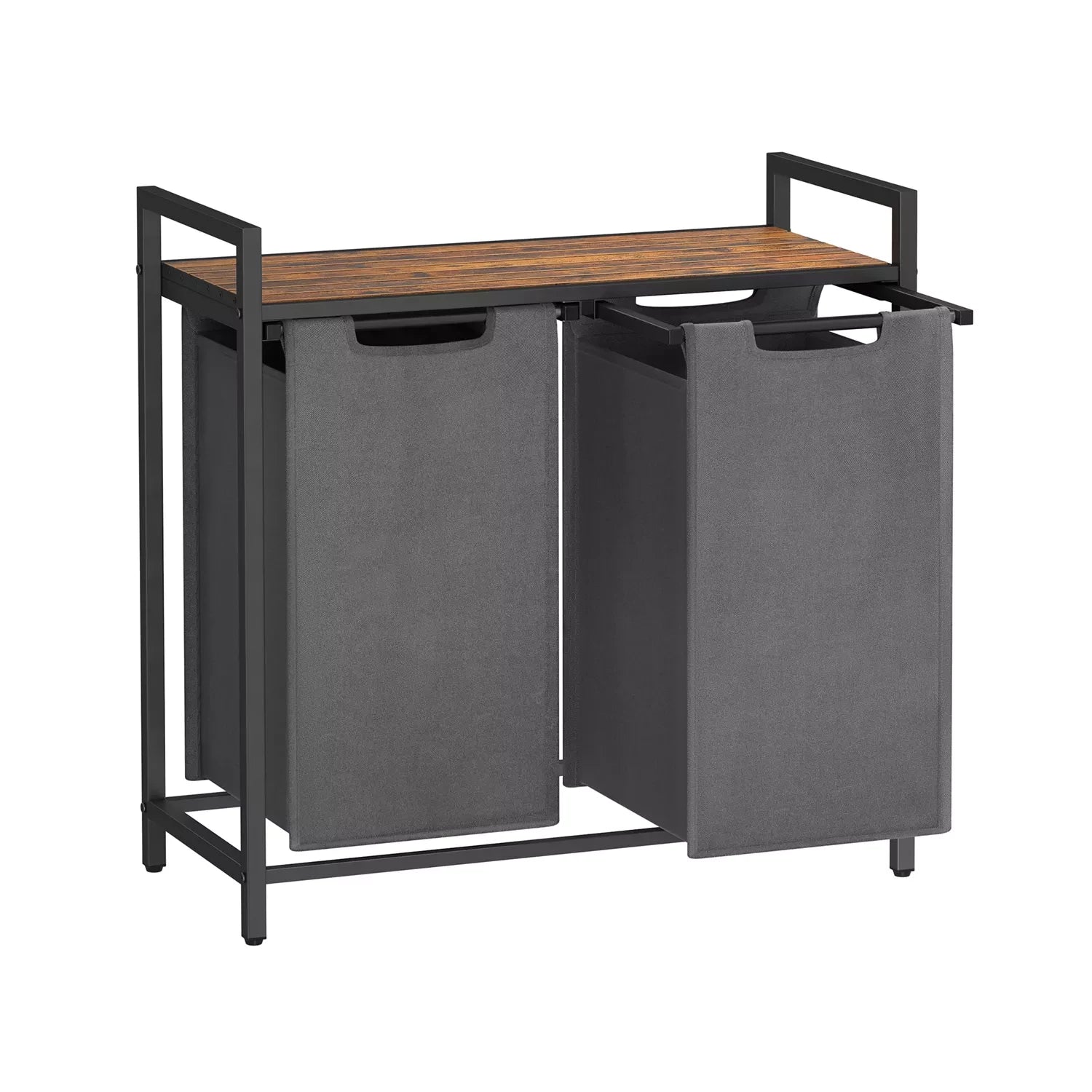 In En OutdoorMatch Wasmand Orrin - Wasmand - 2 Afneembaar - 2 x 46 Liter - 73 x 33 x 72 cm - Vintage - Bruin Zwart Wasmand