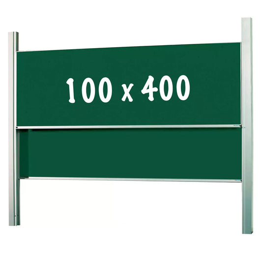 Krijtbord Deluxe Clair - In hoogte verstelbaar - Dubbelzijdig bord - Schoolbord - Eenvoudige montage - Emaille staal - Groen - 100x400cm Krijtborden