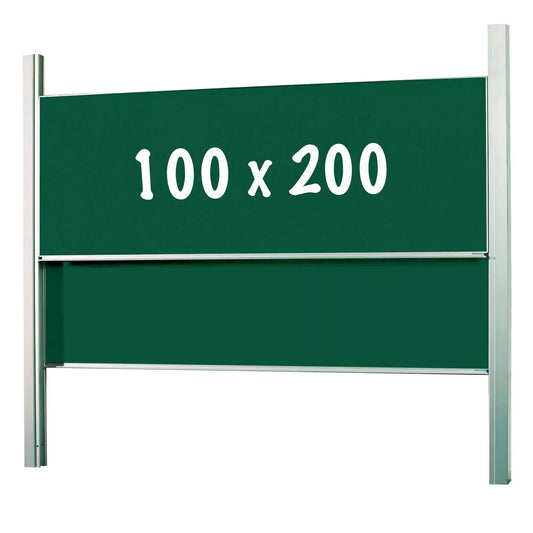Krijtbord Deluxe Columbus - In hoogte verstelbaar - Dubbelzijdig bord - Schoolbord - Eenvoudige montage - Emaille staal - Groen - 100x200cm Krijtborden