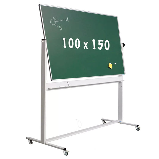 Krijtbord Deluxe Elsie - Magnetisch - Dubbelzijdig - Kantelbaar bord - Schoolbord - Eenvoudige montage - Emaille staal - Groen - 100x150cm Krijtborden