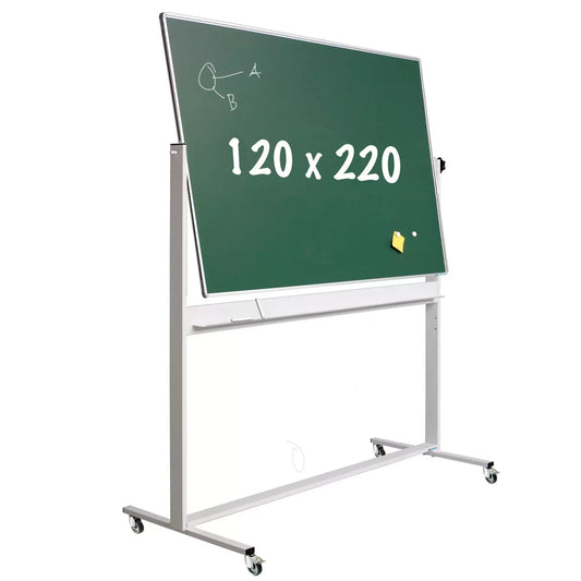Krijtbord Deluxe Merlin - Magnetisch - Dubbelzijdig - Kantelbaar bord - Schoolbord - Eenvoudige montage - Emaille staal - Groen - 120x220cm Krijtborden