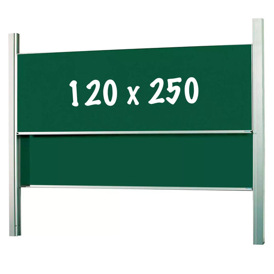 Krijtbord Deluxe Nettie - In hoogte verstelbaar - Dubbelzijdig bord - Schoolbord - Eenvoudige montage - Emaille staal - Groen - 120x250cm Krijtborden