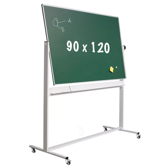 Krijtbord Deluxe Wallace - Magnetisch - Dubbelzijdig - Kantelbaar bord - Schoolbord - Eenvoudige montage - Emaille staal - Groen - 90x120cm Krijtborden