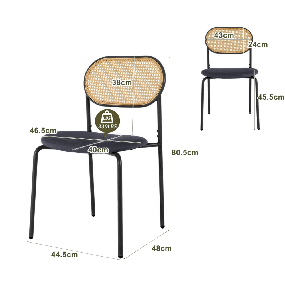 Eetkamerstoelen - Set van 2 - Houten Frame - Gewatteerde zitting