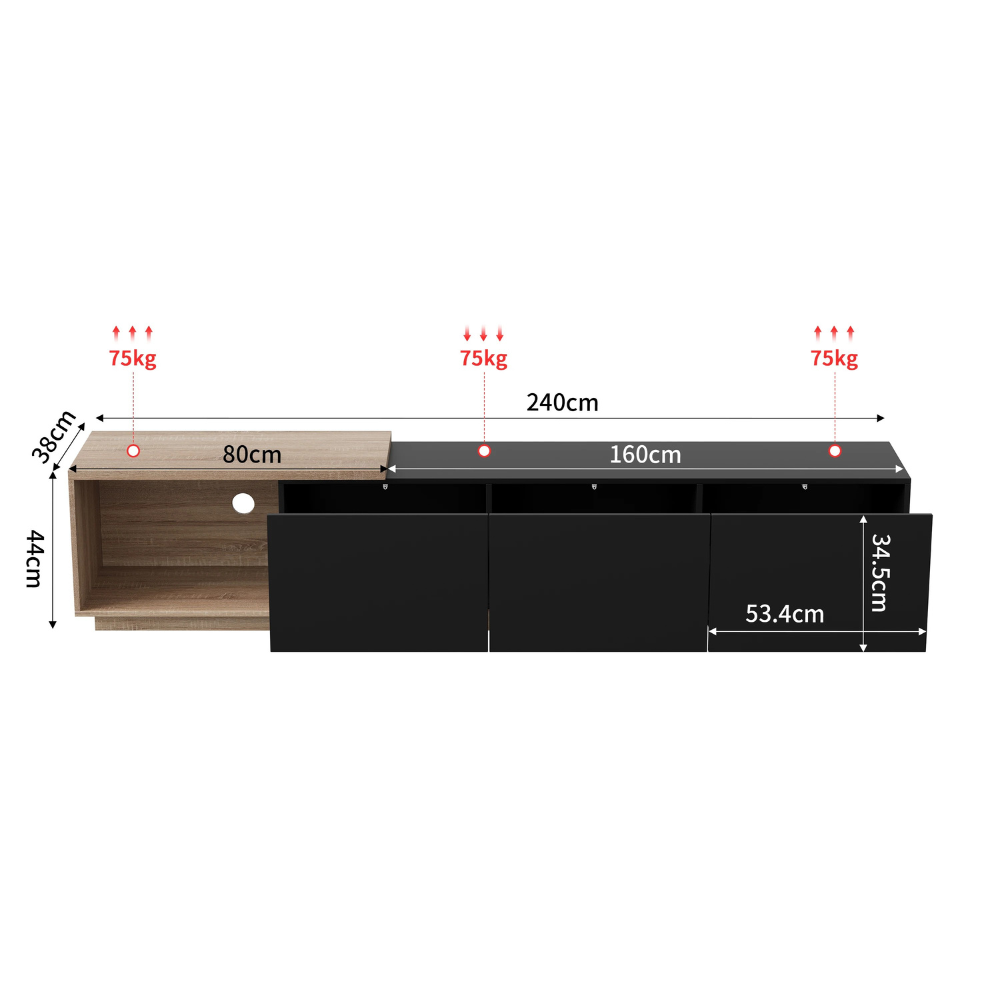 TV-Meubel - Met LED-Verlichting - Opbergruimte - 3 Lades