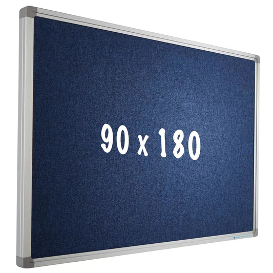 Prikbord Camira stof PRO Pasquale - Aluminium frame - Eenvoudige montage - Punaises - Blauw - Prikborden - 90x180cm prikbord
