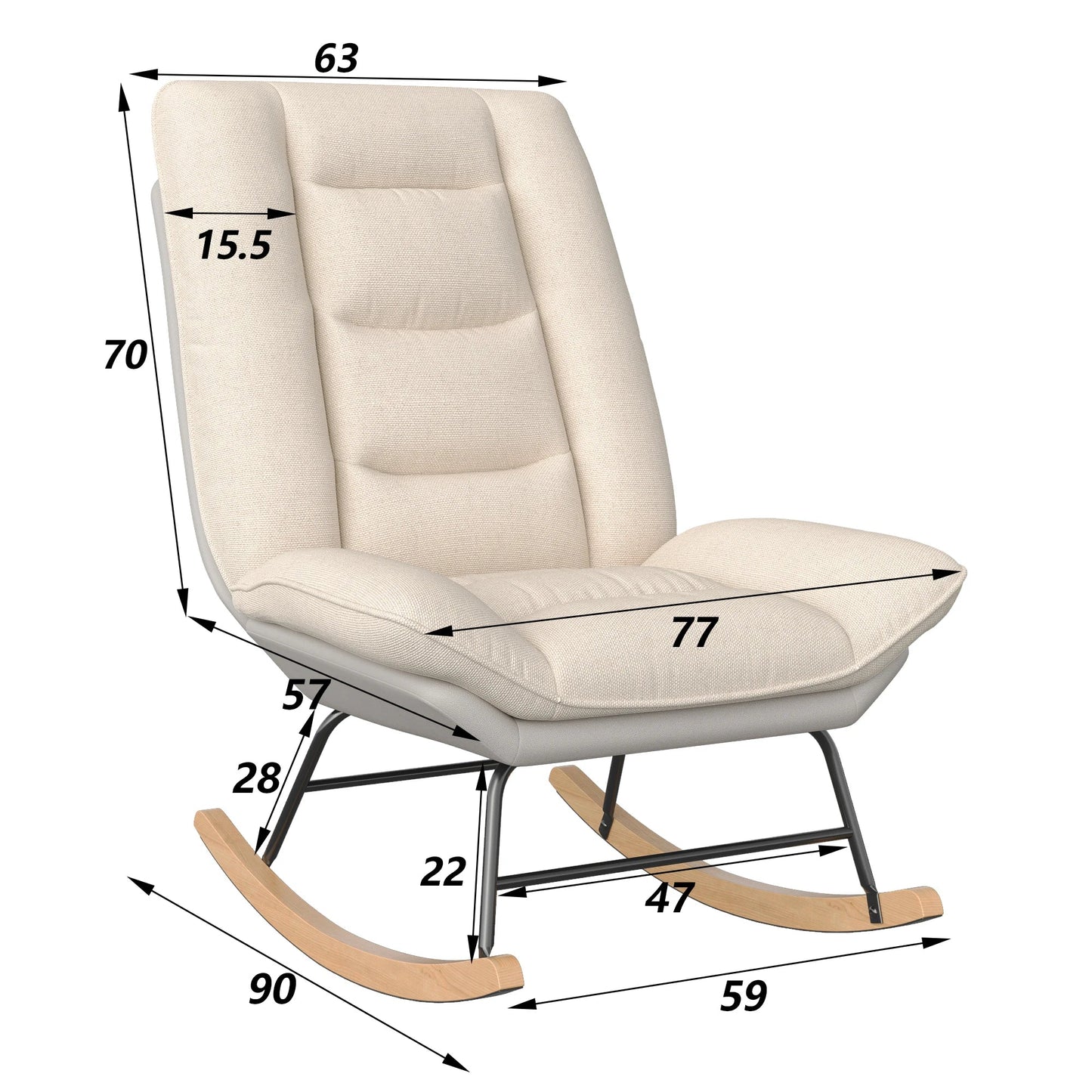 Reclinerstoel - Comfortabele Rugleuning - Beige