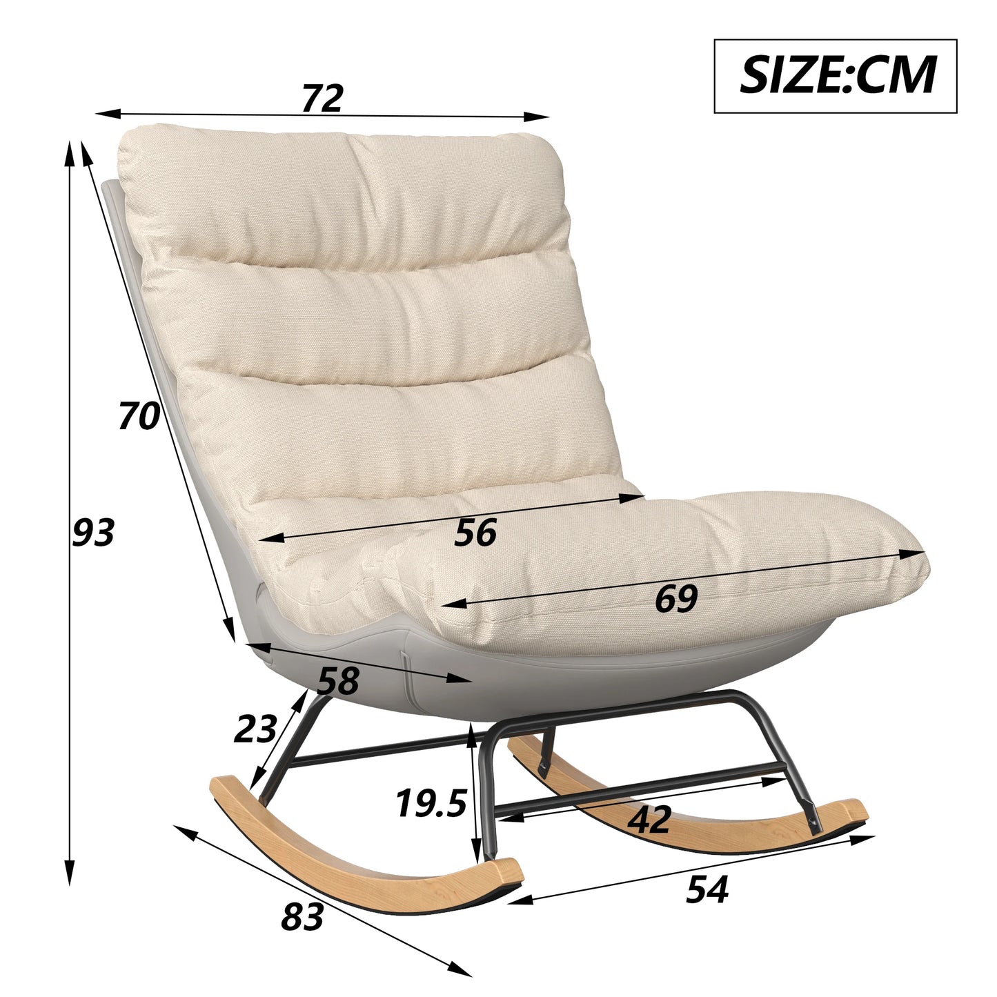 Rockingstoel - Leesstoel - Woonkamer - Slaapkamer - TV-Stoel - Beige