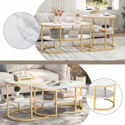 Salon Tafel - Set van 2 - Zwart & Wit