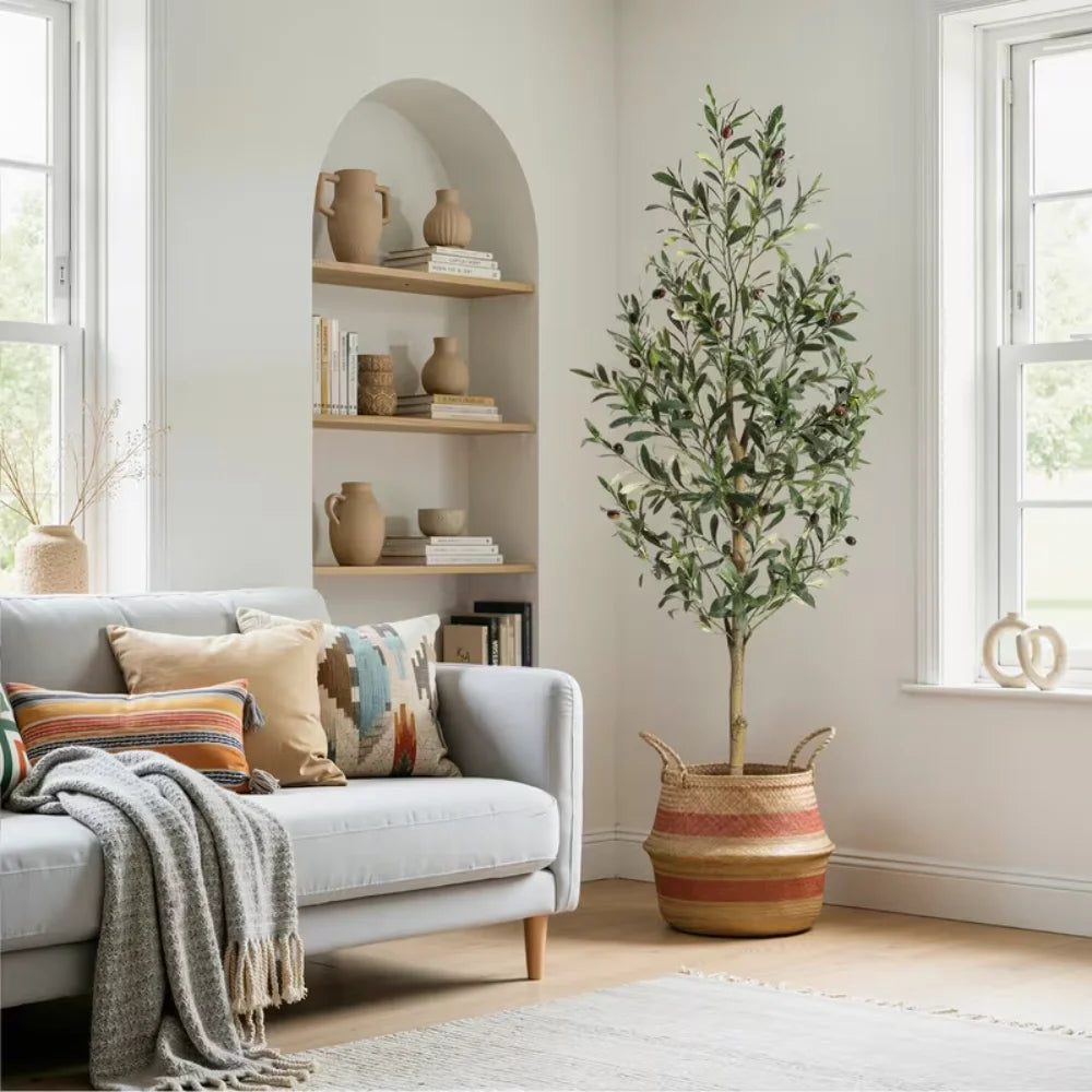 HAUSPROFI Artificial Olive Tree 120/150/180cm-Artificial Plants With Wood Trunk for Living Room Office Decor, Spring Decoration