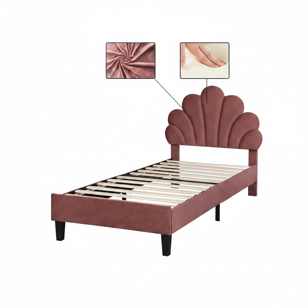 Bedframe - met Bloemmotief - lattenbodem - Gastbed