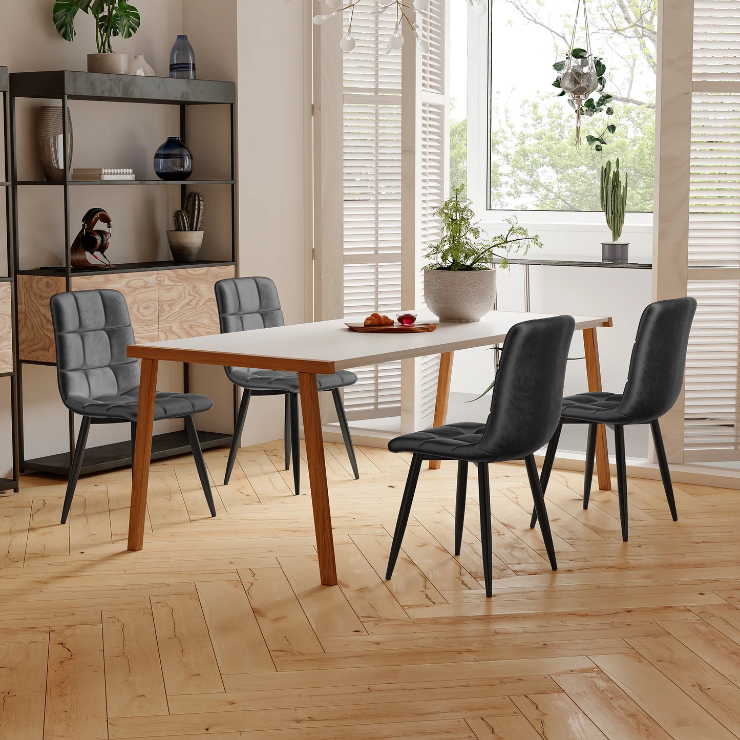 Kunstleer Eetkamerstoelen - Set van 4 - Donkergrijs