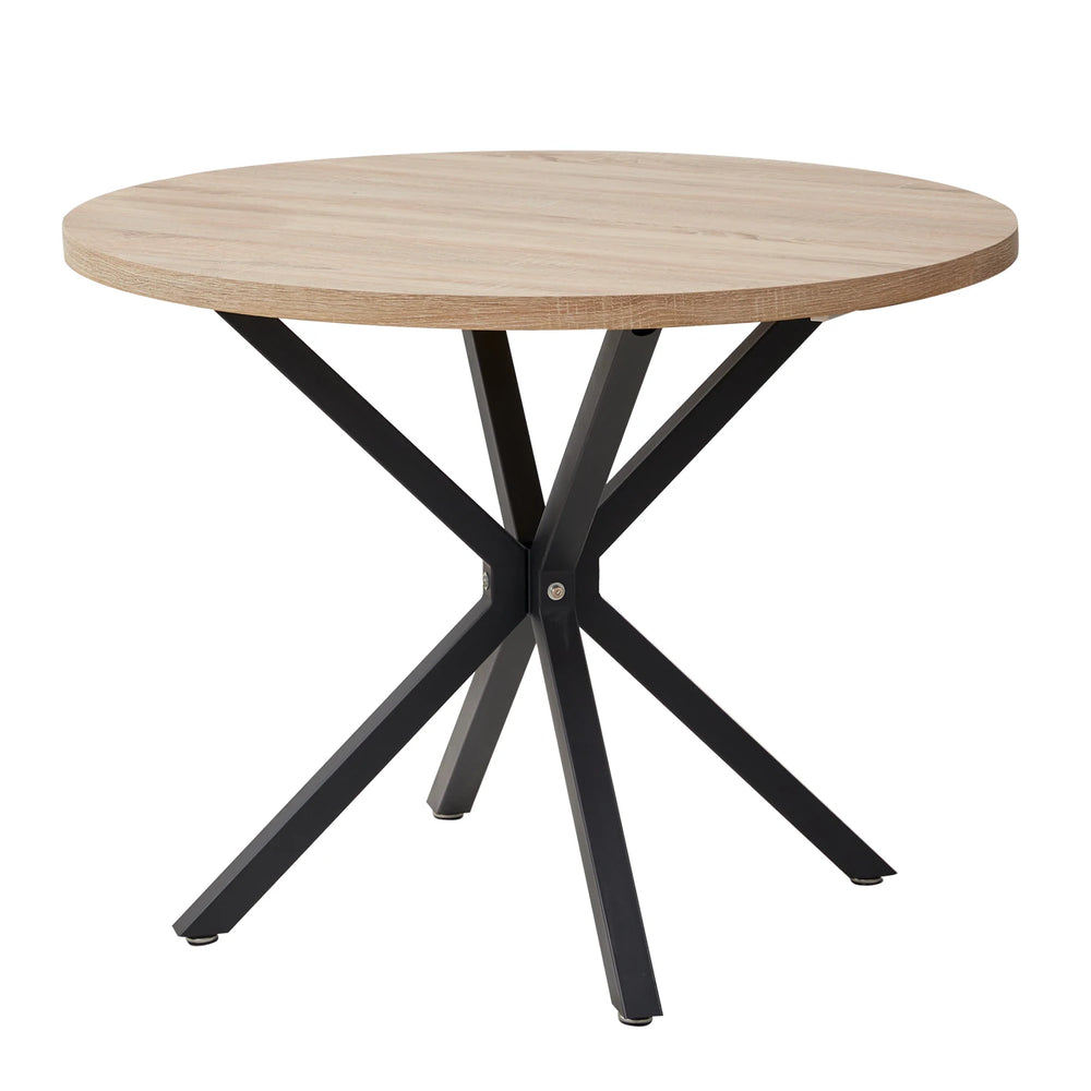 EGOONM Nordic Round Table Solid Wood Table with Wooden Lid and Steel Frame Coffee Tables Living Room Office Home Furniture 100CM
