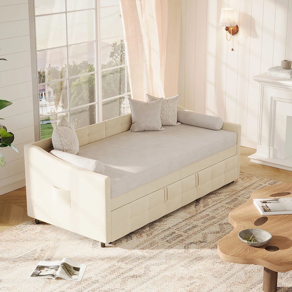 Kunstleer Extensieve Bankbed - 90x200cm - Grijs