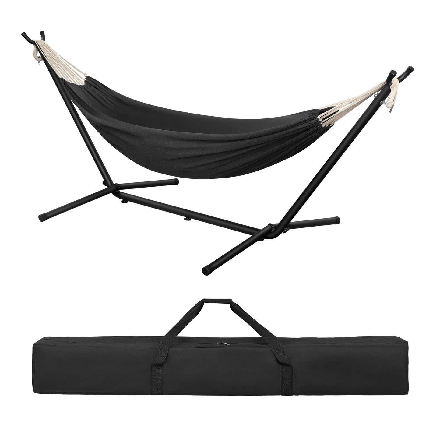 EUGAD Portable Double Hammock with Heavy Duty Stand 250kg Capacity 2 Person Outdoor Hanging Swing Bed for Camping Garden 280x106x100cm