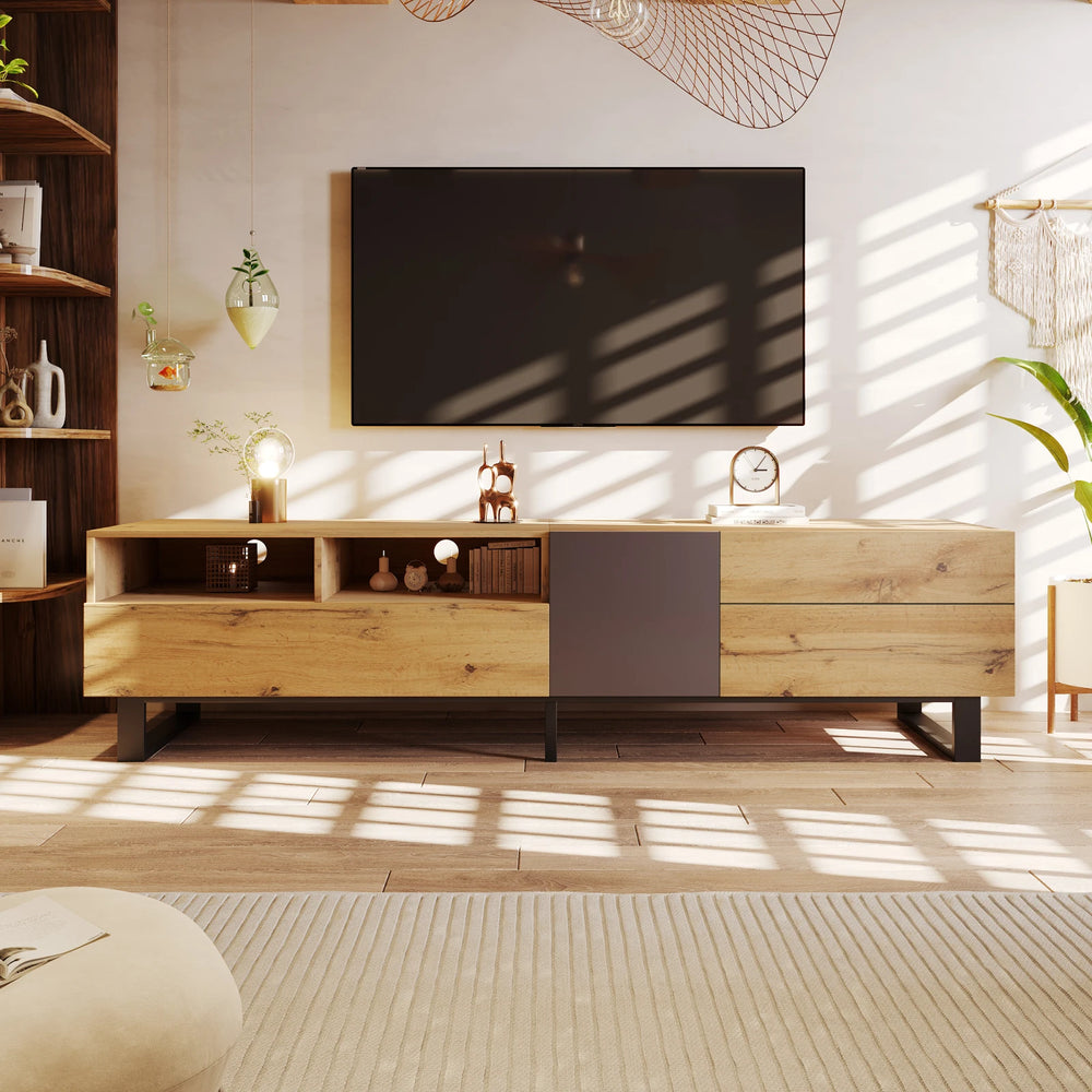 Houten TV-stand - 180x50x38cm, Hout & Zwart
