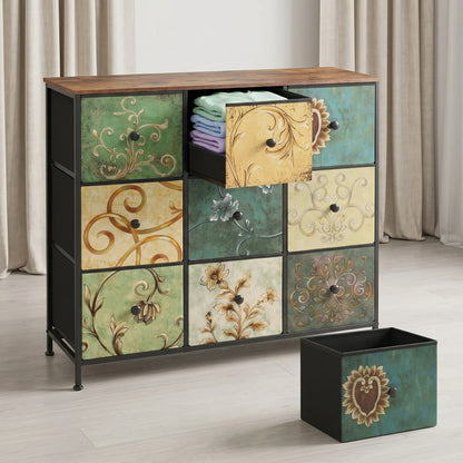 Kunstleer Kast - 9 Laden - Hout - Metaal