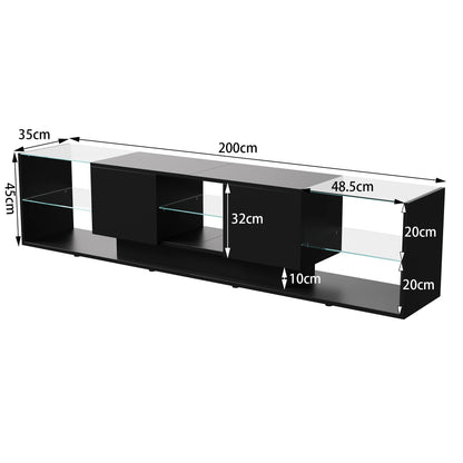 LED-verlichte TV-stand - Houten - 200x35x45cm, Zwart