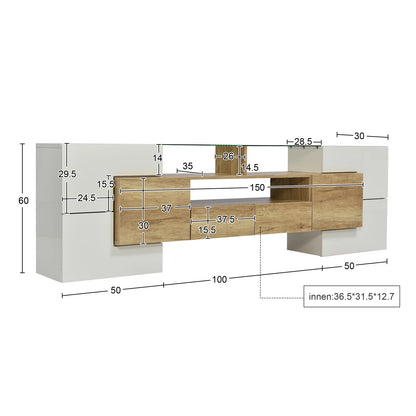 Witte TV-Eenheid - 200 cm - LED-verlichting