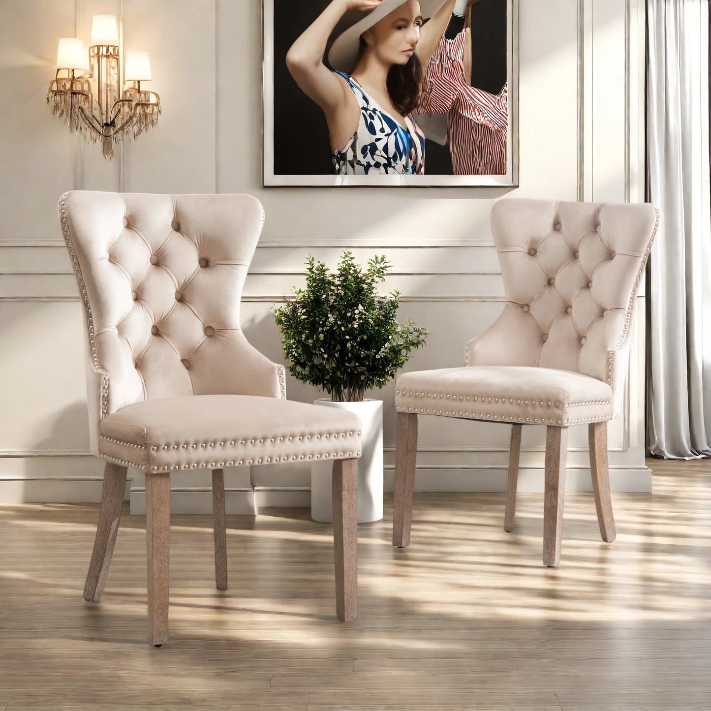 Kunstleren Eetkamerstoelen - Set van 2 - Beige