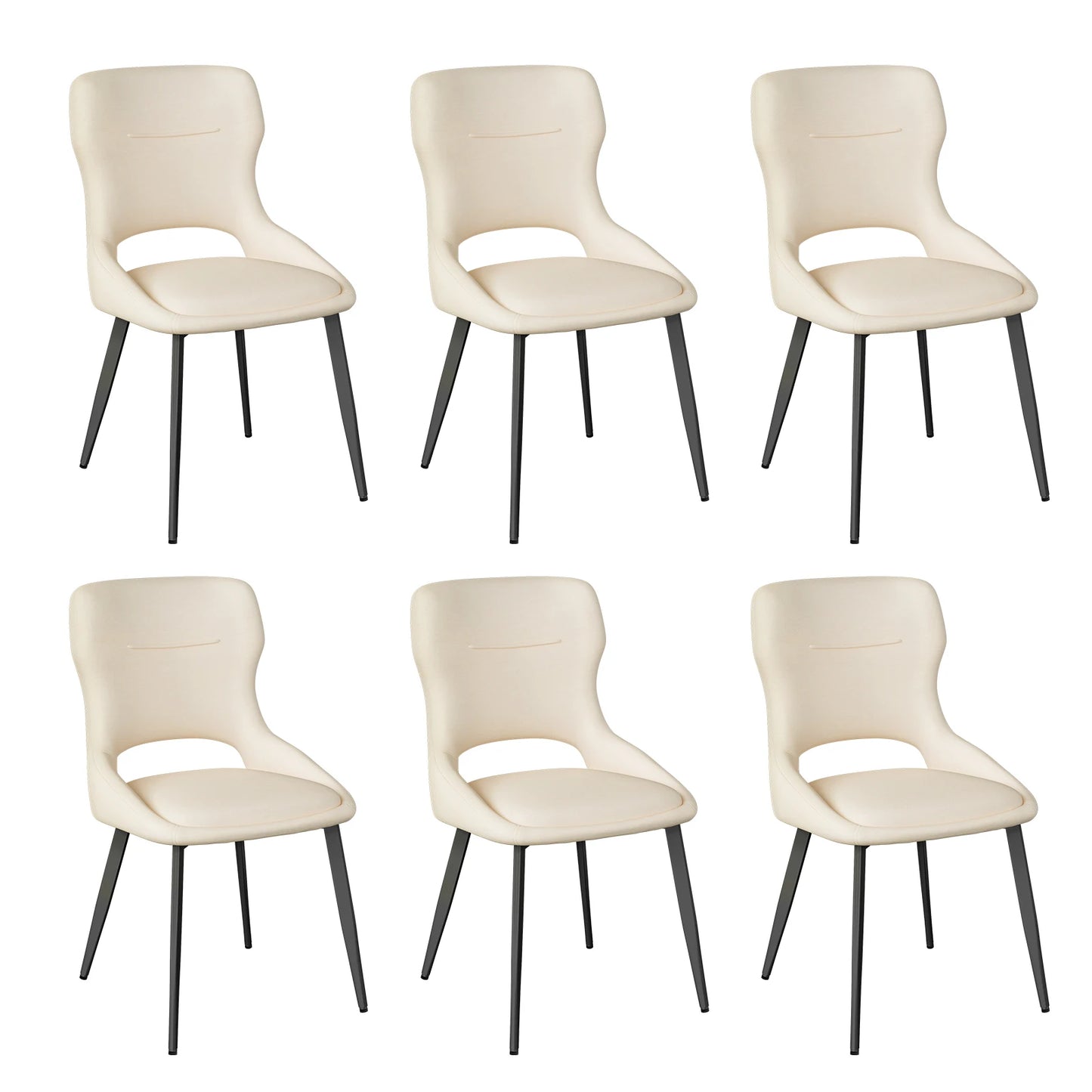 WOLTU 6PCS/SET Kitchen Chairs Dining Chairs Hollow High Back Dining Chair Chenille Upholstered Seat Metal Legs for Living Room