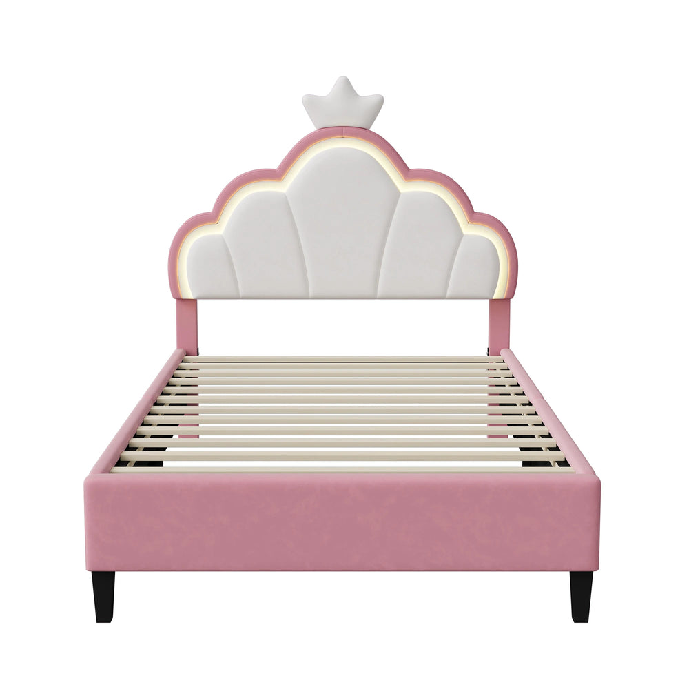 Gestoffeerd Bedframe met LED-verlichting - Verstelbaar Hoofdbord, Opbergruimte, Flanelstof - 90 × 200 cm of 140 × 200 cm
