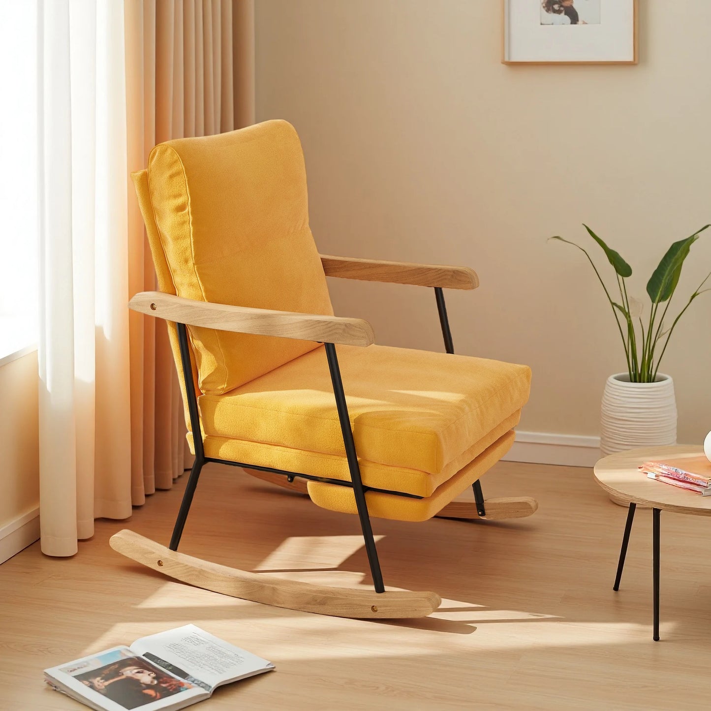 Comfortabele Relaxstoel - Geel - Met Voetsteun