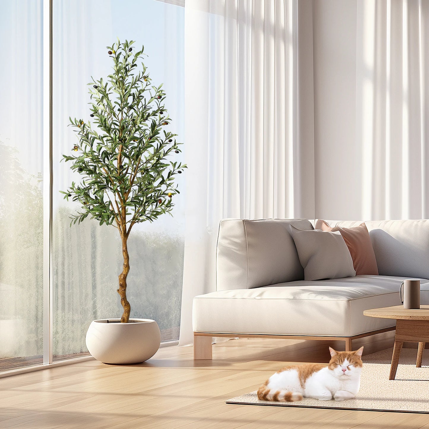 HAUSPROFI Artificial Olive Tree 120/150/180cm-Artificial Plants With Wood Trunk for Living Room Office Decor, Spring Decoration