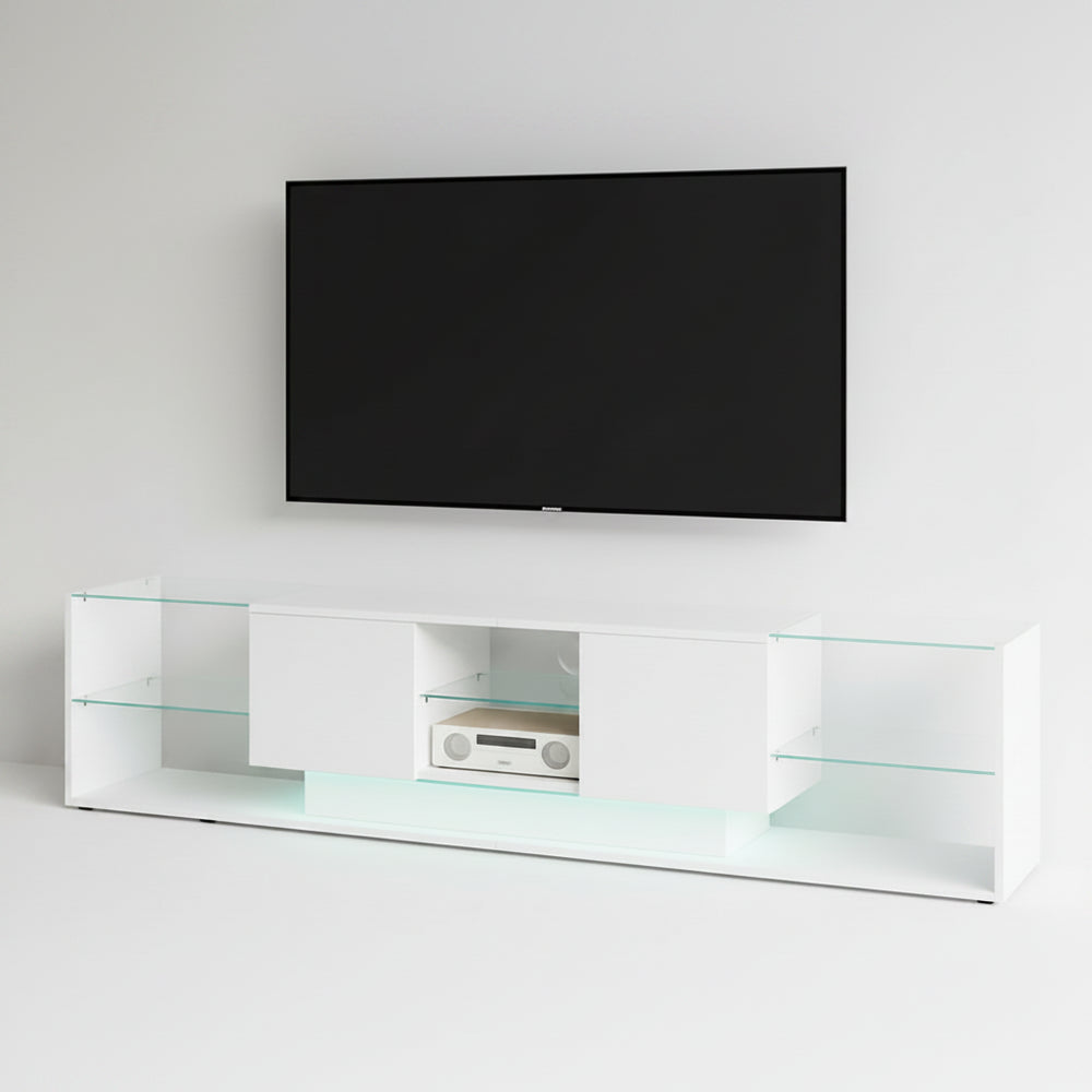 LED-verlichte TV-stand - Houten TV-kast - 200x35x45cm, Wit